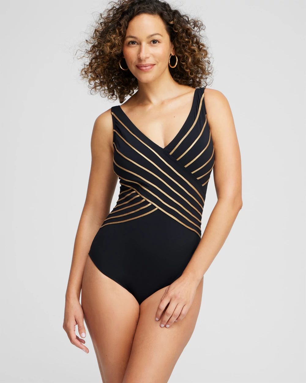 【THE MOZZ】Spoon V-Neck One Piece Gottex V-neck One Piece Swimsuit | Chico's